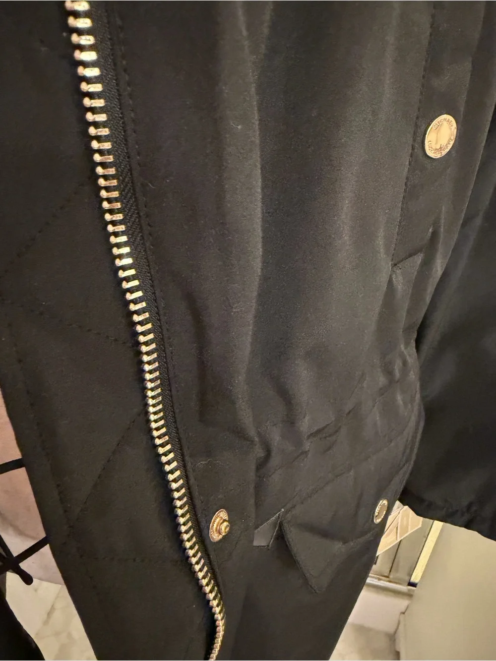 Michael Kors Black Women's Parka Coat w/Faux Fur Hood 2X $230 BNWT